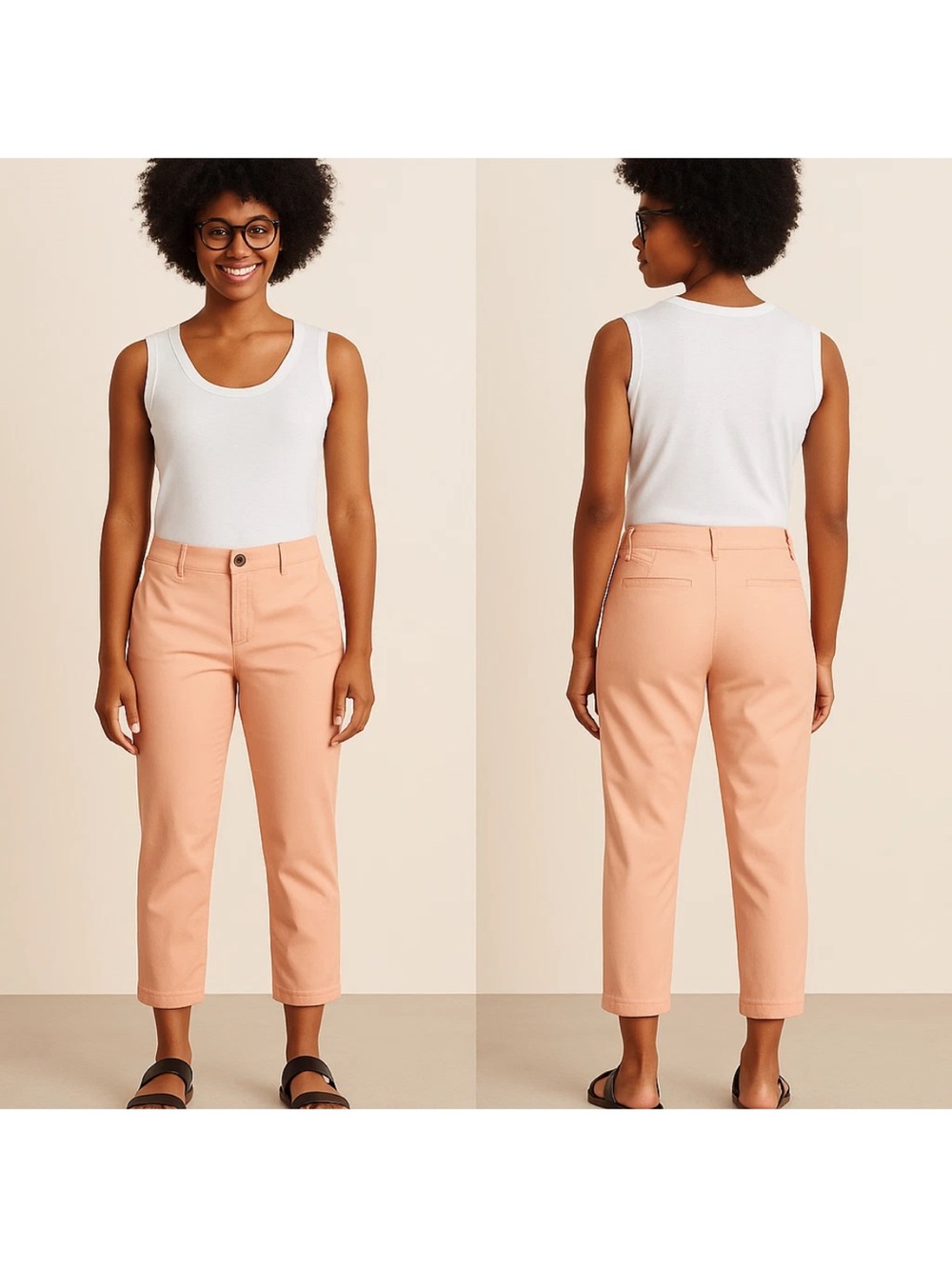 Loft Chino pants Cropped cotton Spandex Peach sz 8 Women’s The Slim
